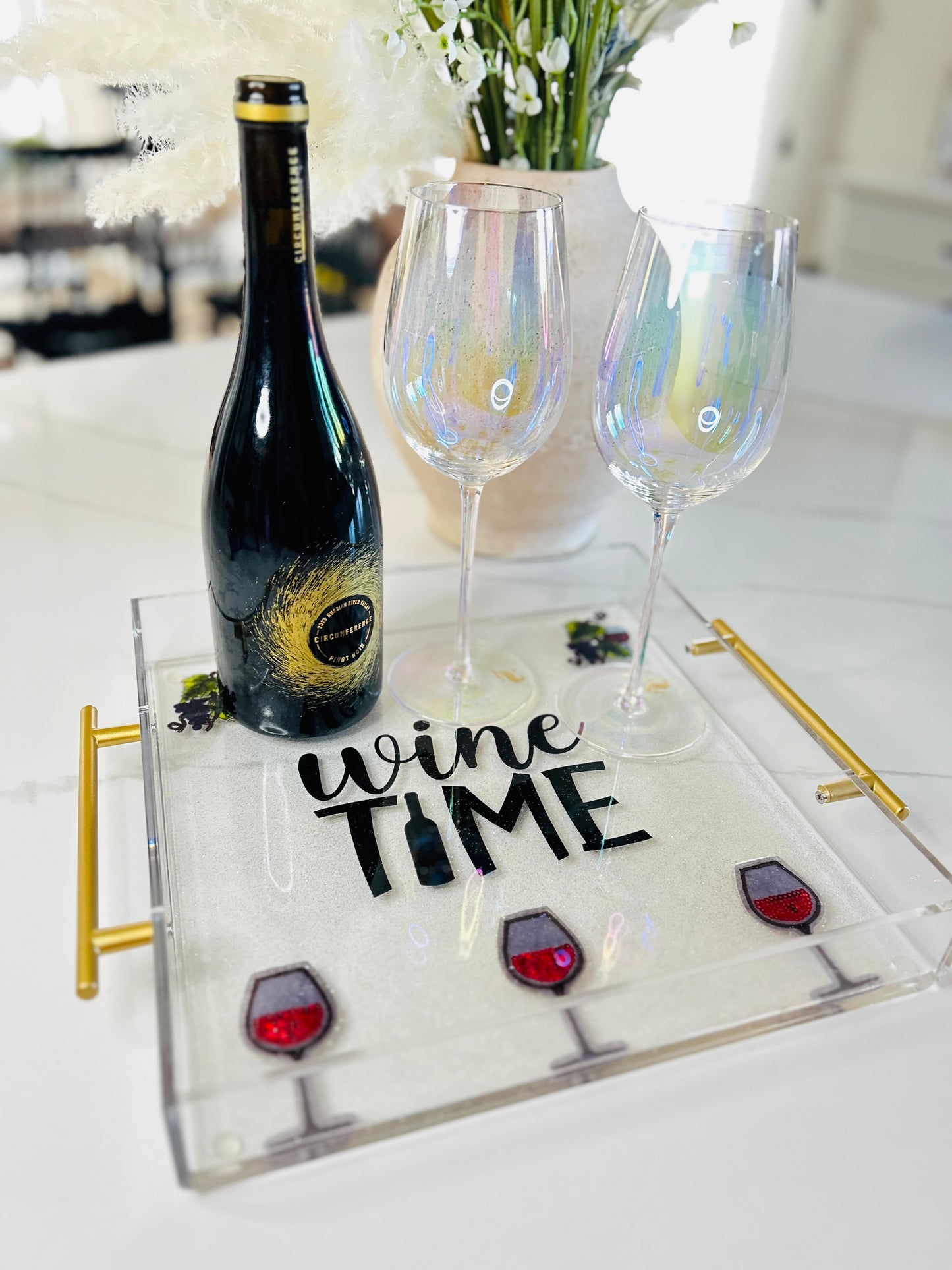 Wine Time Glitter Tray