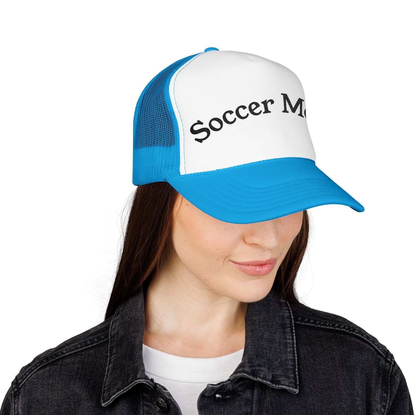 Soccer Mom Foam Trucker Hat, Embroidered Cap for Moms, Outdoor Sports Hat, Cute Gift for Mother's Day, Casual Style, Adjustable Hat