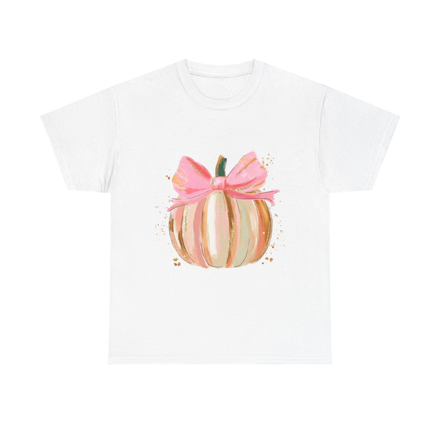 Pumpkin Bow Unisex Cotton Tee, Cute Fall T-Shirt, Harvest Apparel, Halloween Shirt, Thanksgiving Outfit, Seasonal Gift