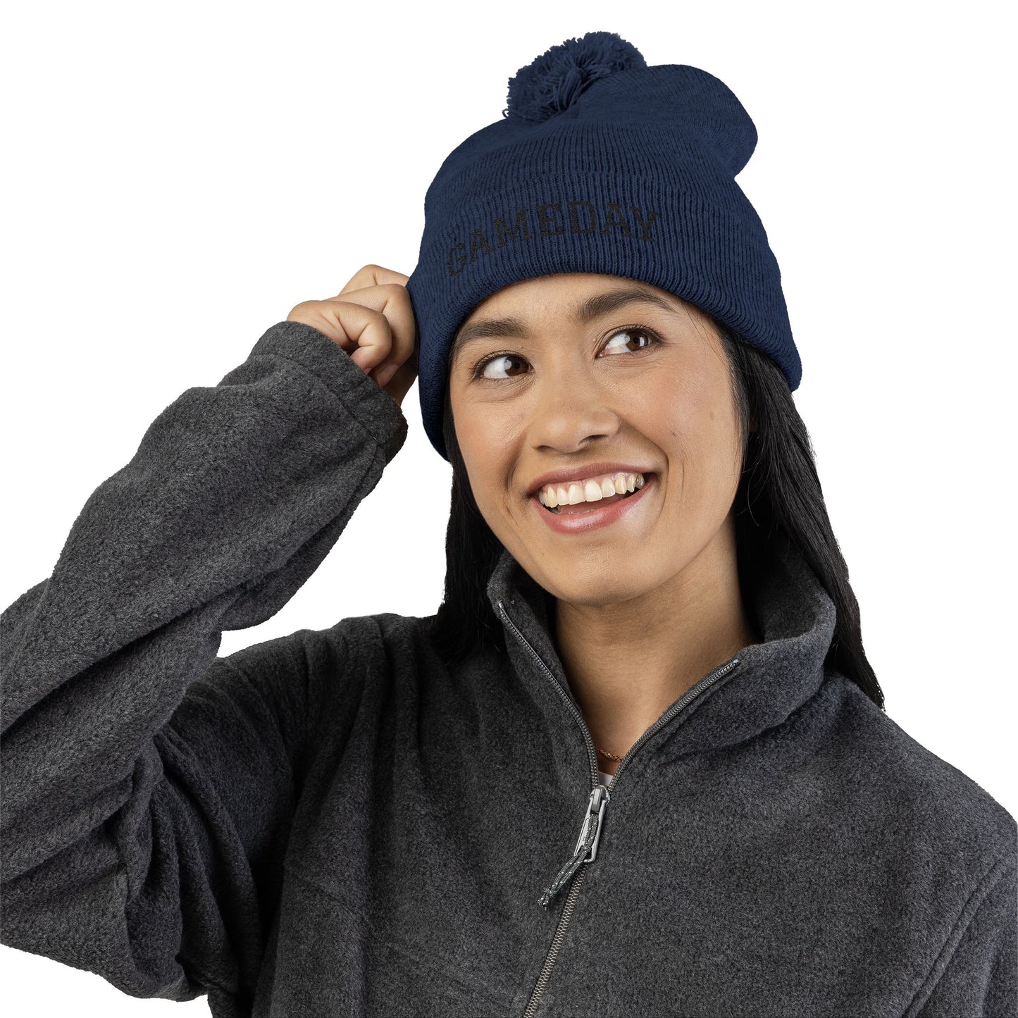 Gameday Pom-Pom Knit Cap - Cozy Beanie for Sports Enthusiasts, Perfect Gift for Winter, Tailgate, Outdoor Adventures, Casual Wear