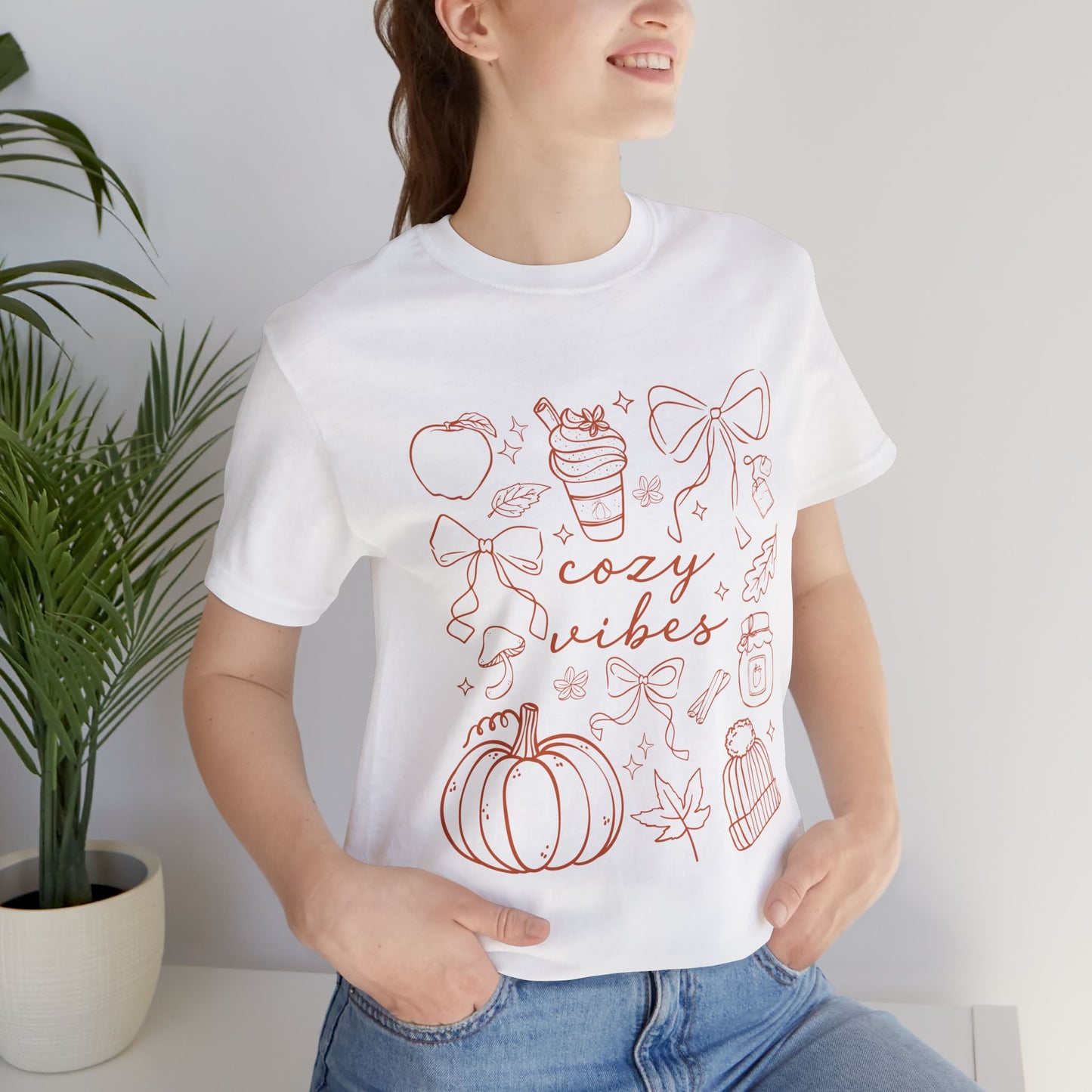 Jersey T-Shirt Cozy Vibes Pumpkins and Bows