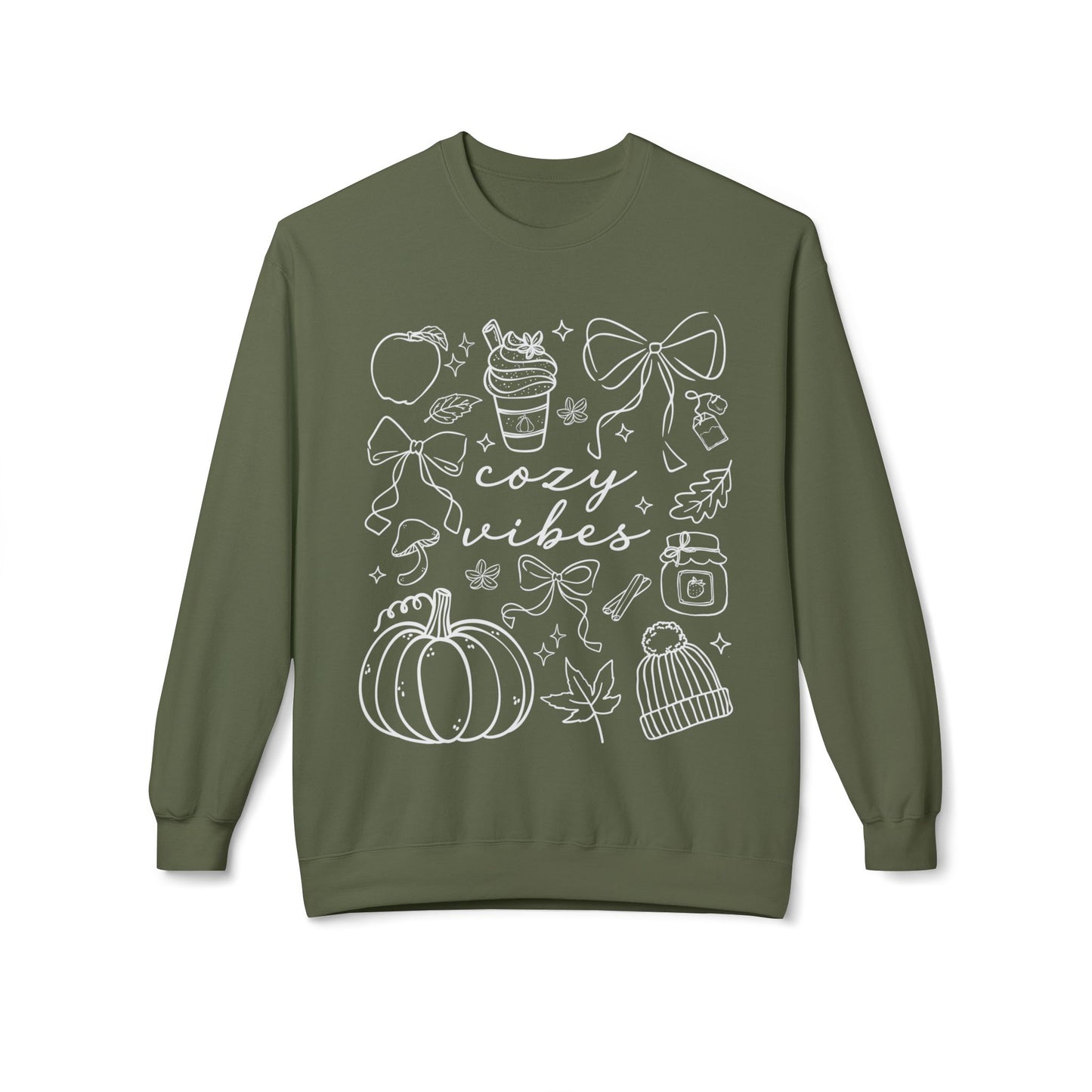 Cozy Fall Vibes Sweatshirt - Unisex Midweight Fleece Crewneck, Autumn Fashion, Halloween Gift, Casual Wear, Winter Layering