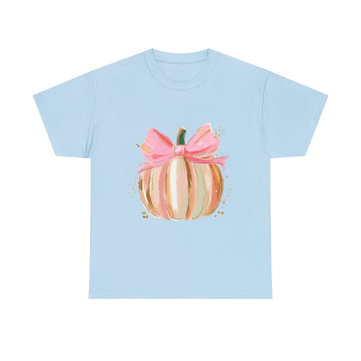 Pumpkin Bow Unisex Cotton Tee, Cute Fall T-Shirt, Harvest Apparel, Halloween Shirt, Thanksgiving Outfit, Seasonal Gift