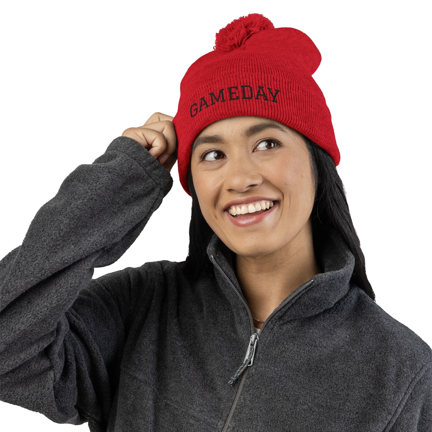 Gameday Pom-Pom Knit Cap - Cozy Beanie for Sports Enthusiasts, Perfect Gift for Winter, Tailgate, Outdoor Adventures, Casual Wear