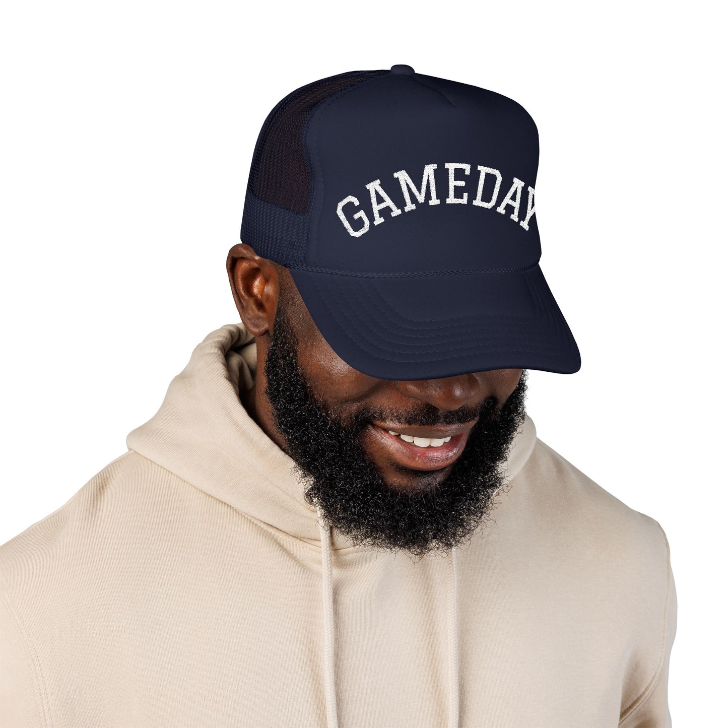Gameday Embroidered Foam Trucker Hat, Casual Sports Hat, Outdoor Cap, Festival Headwear, Gift for Sports Fans, Summer Accessory
