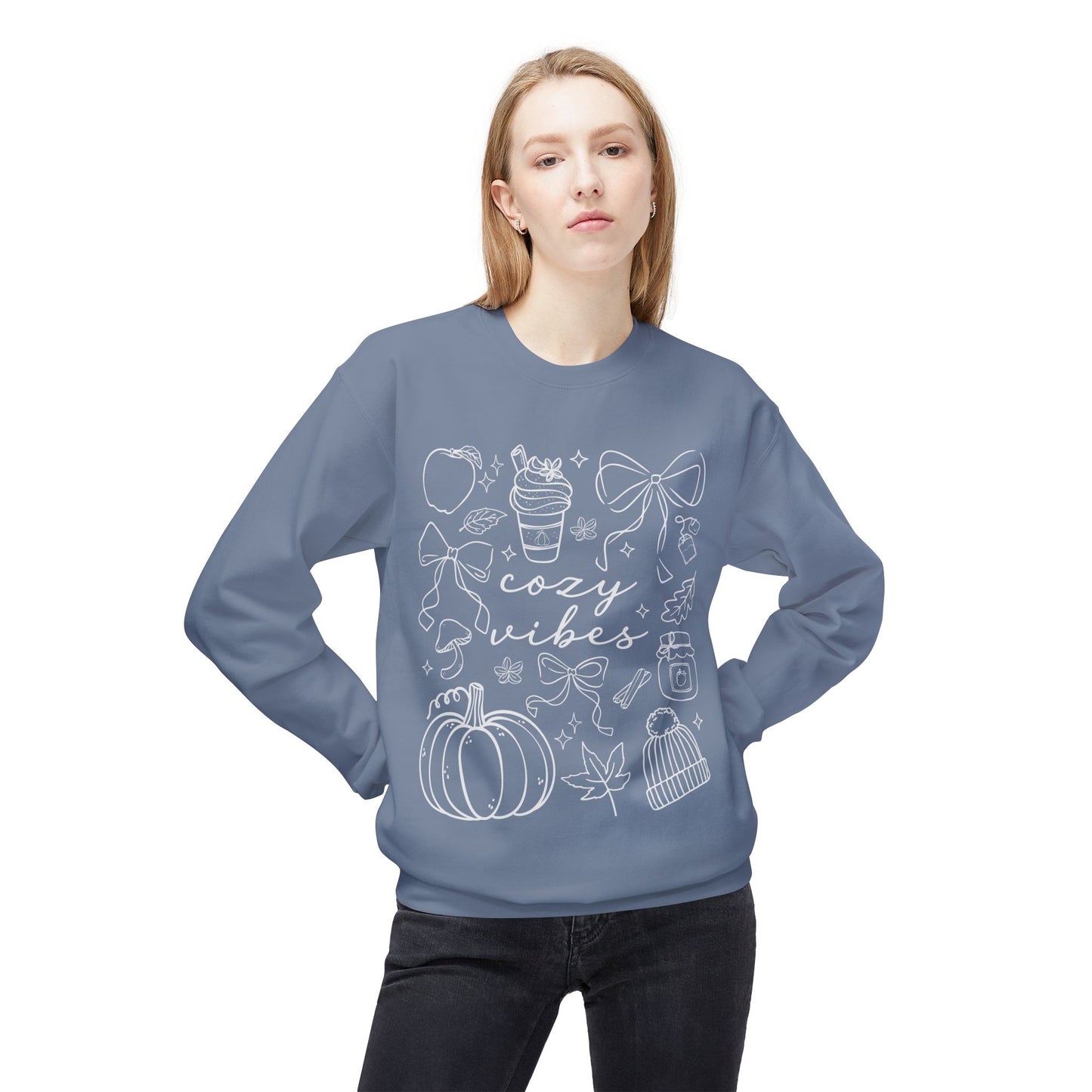 Cozy Fall Vibes Sweatshirt - Unisex Midweight Fleece Crewneck, Autumn Fashion, Halloween Gift, Casual Wear, Winter Layering