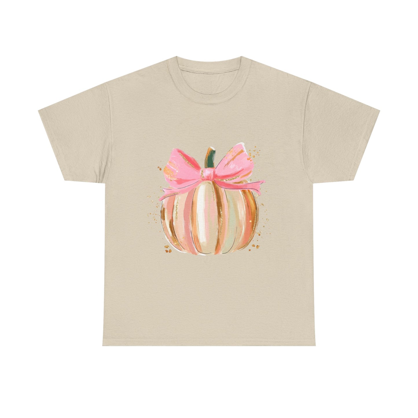 Pumpkin Bow Unisex Cotton Tee, Cute Fall T-Shirt, Harvest Apparel, Halloween Shirt, Thanksgiving Outfit, Seasonal Gift