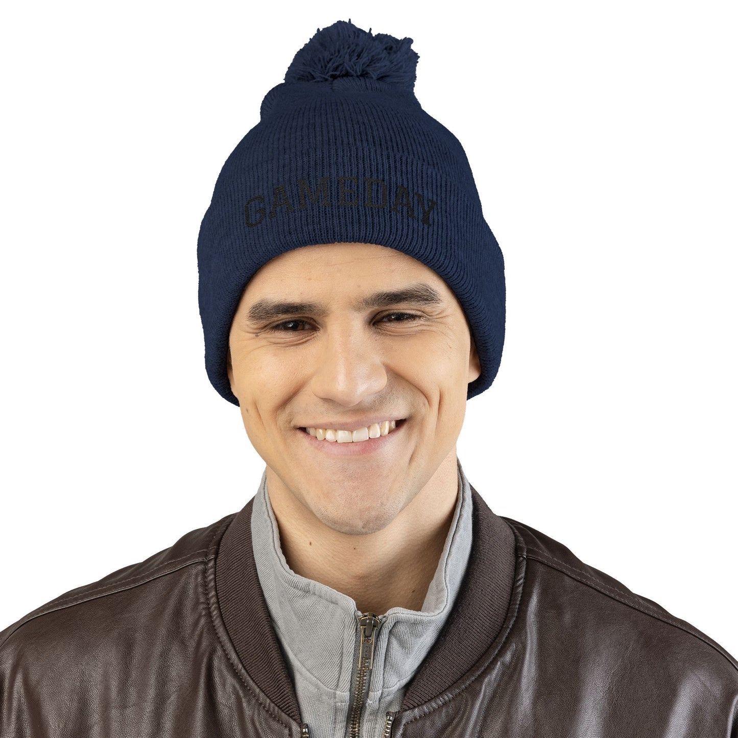 Gameday Pom-Pom Knit Cap - Cozy Beanie for Sports Enthusiasts, Perfect Gift for Winter, Tailgate, Outdoor Adventures, Casual Wear