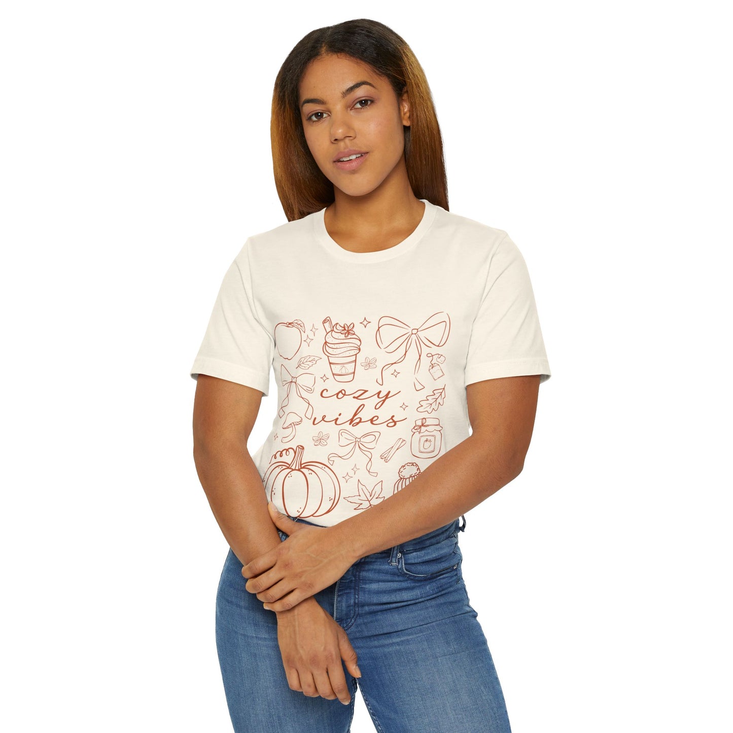 Jersey T-Shirt Cozy Vibes Pumpkins and Bows