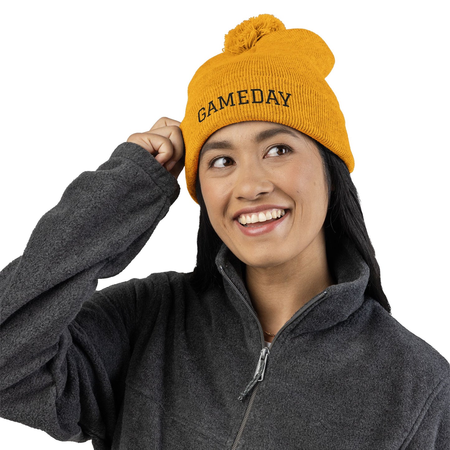 Gameday Pom-Pom Knit Cap - Cozy Beanie for Sports Enthusiasts, Perfect Gift for Winter, Tailgate, Outdoor Adventures, Casual Wear
