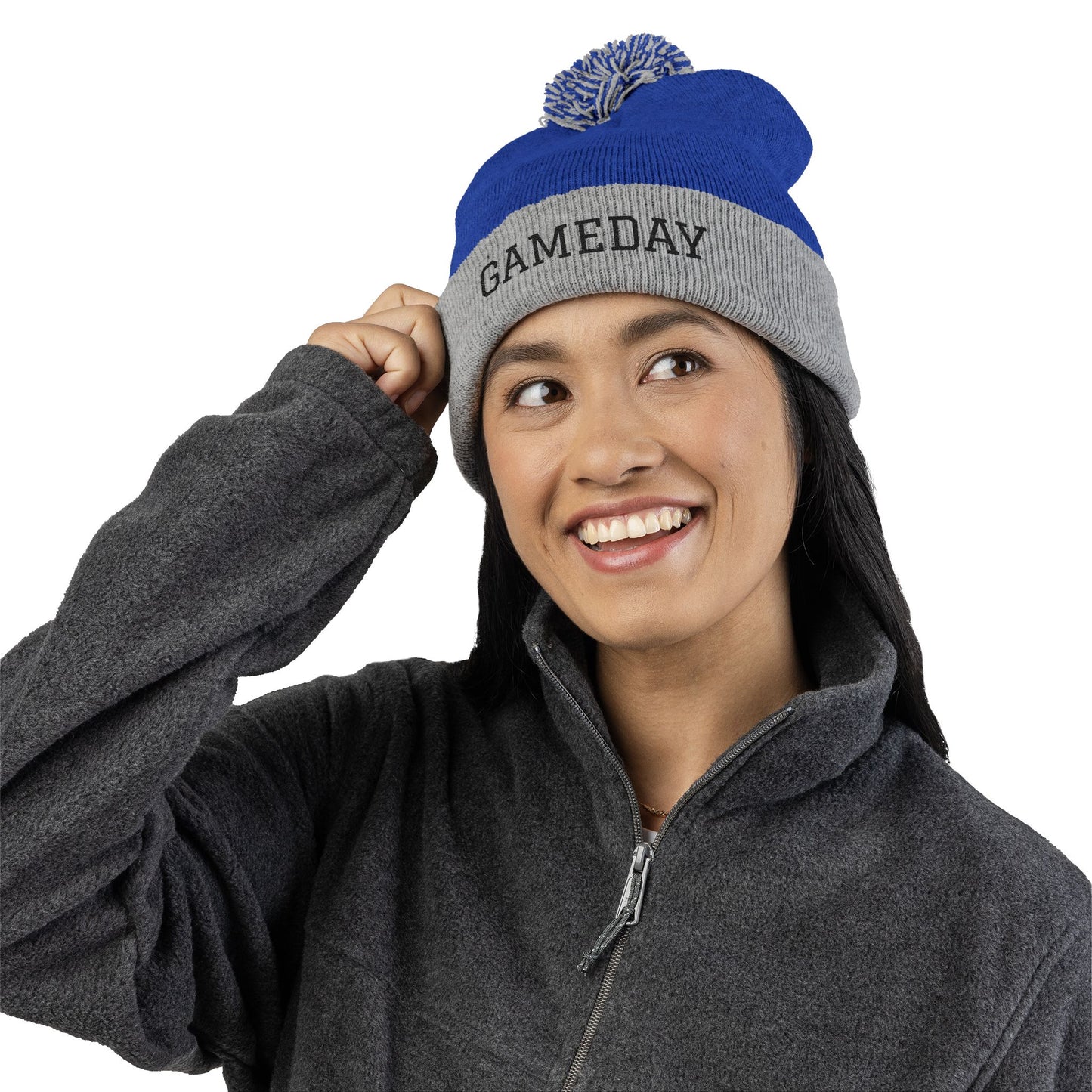 Gameday Pom-Pom Knit Cap - Cozy Beanie for Sports Enthusiasts, Perfect Gift for Winter, Tailgate, Outdoor Adventures, Casual Wear