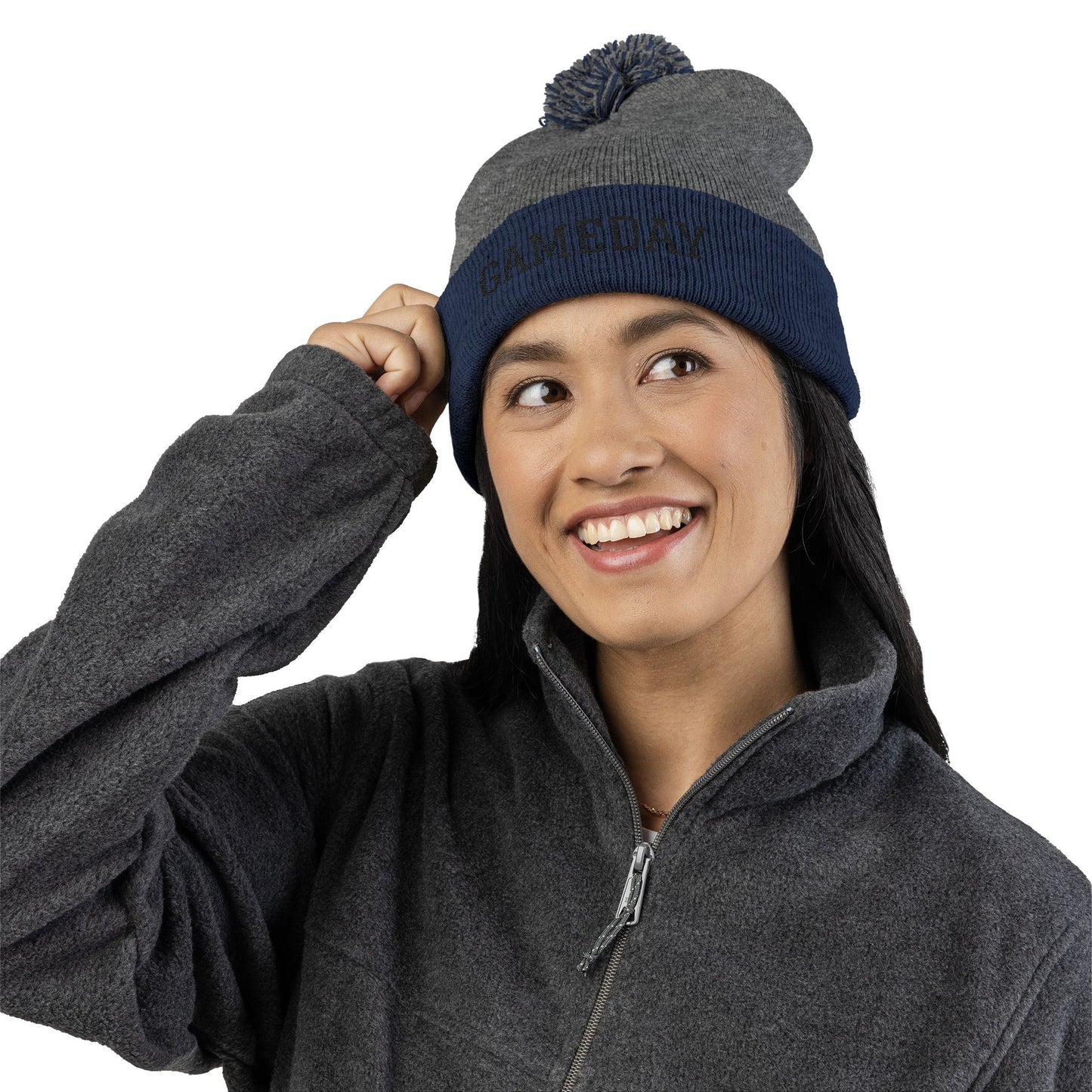 Gameday Pom-Pom Knit Cap - Cozy Beanie for Sports Enthusiasts, Perfect Gift for Winter, Tailgate, Outdoor Adventures, Casual Wear
