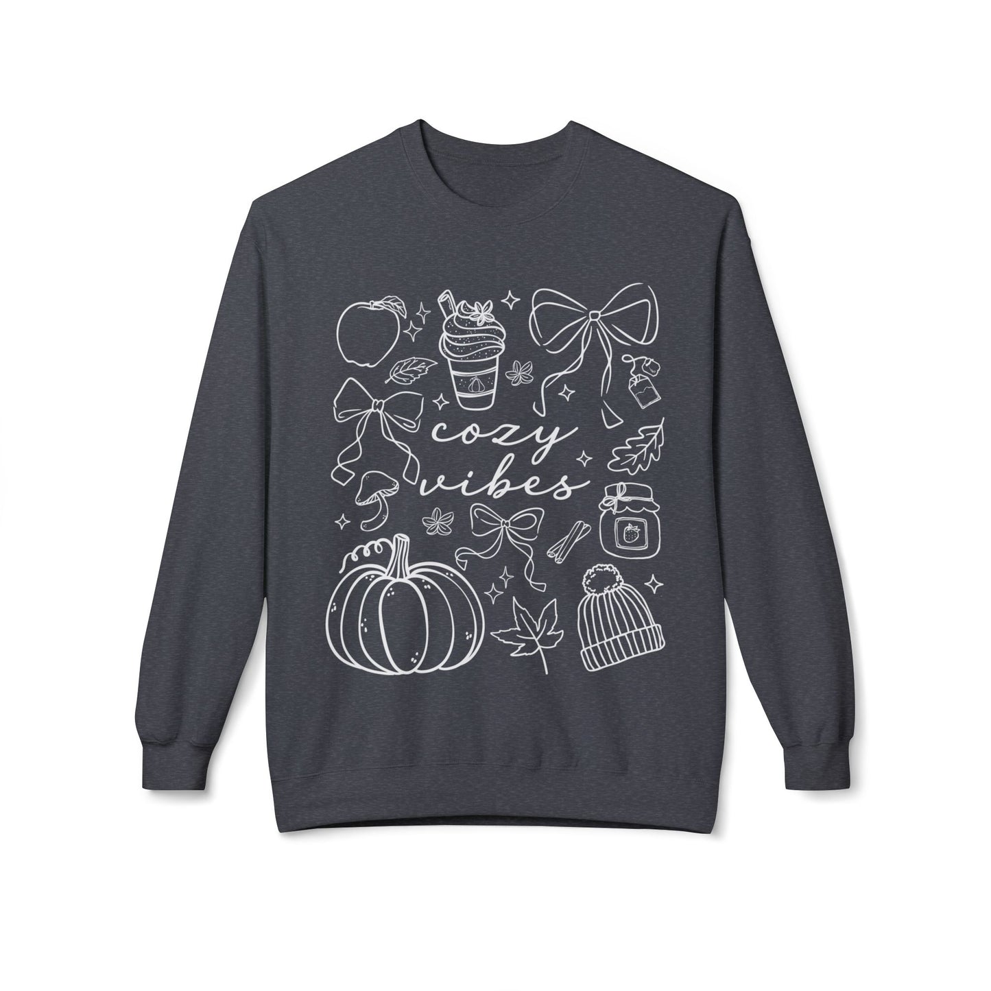 Cozy Fall Vibes Sweatshirt - Unisex Midweight Fleece Crewneck, Autumn Fashion, Halloween Gift, Casual Wear, Winter Layering