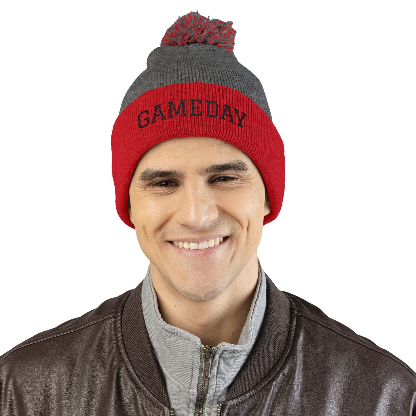 Gameday Pom-Pom Knit Cap - Cozy Beanie for Sports Enthusiasts, Perfect Gift for Winter, Tailgate, Outdoor Adventures, Casual Wear