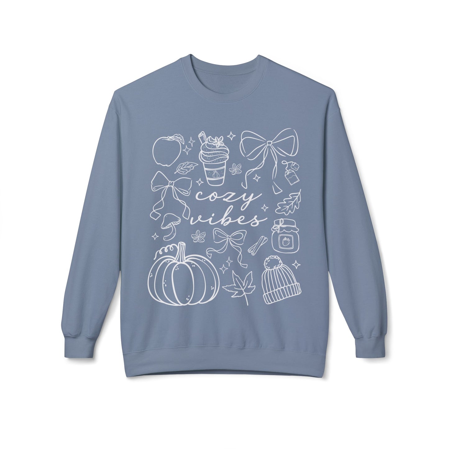 Cozy Fall Vibes Sweatshirt - Unisex Midweight Fleece Crewneck, Autumn Fashion, Halloween Gift, Casual Wear, Winter Layering