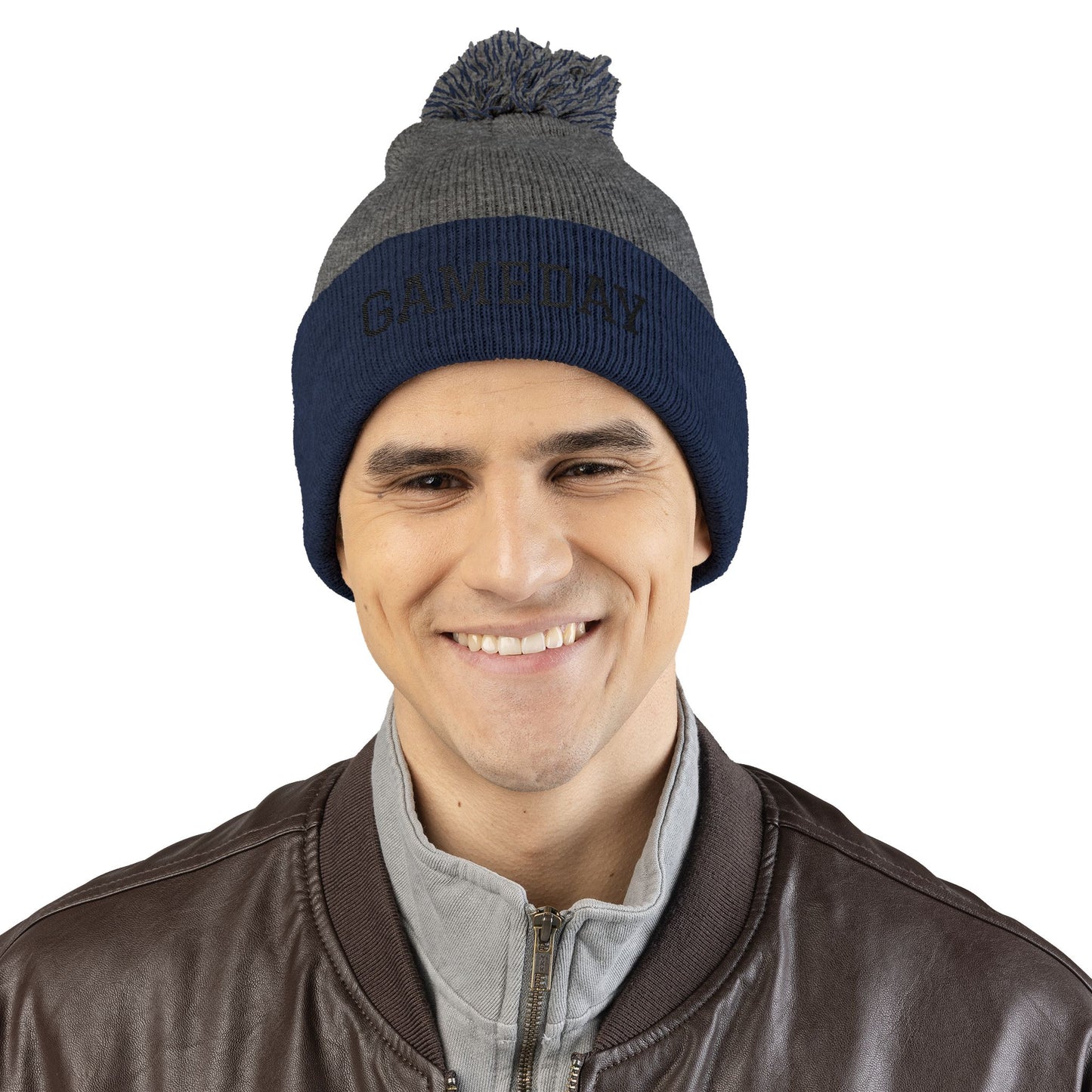 Gameday Pom-Pom Knit Cap - Cozy Beanie for Sports Enthusiasts, Perfect Gift for Winter, Tailgate, Outdoor Adventures, Casual Wear