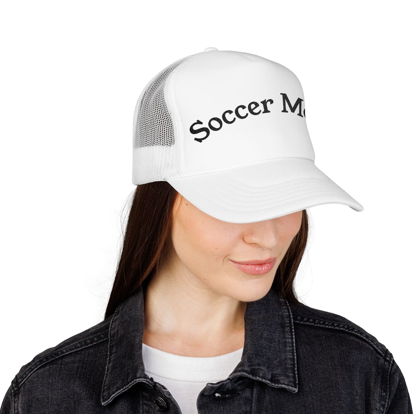 Soccer Mom Foam Trucker Hat, Embroidered Cap for Moms, Outdoor Sports Hat, Cute Gift for Mother's Day, Casual Style, Adjustable Hat