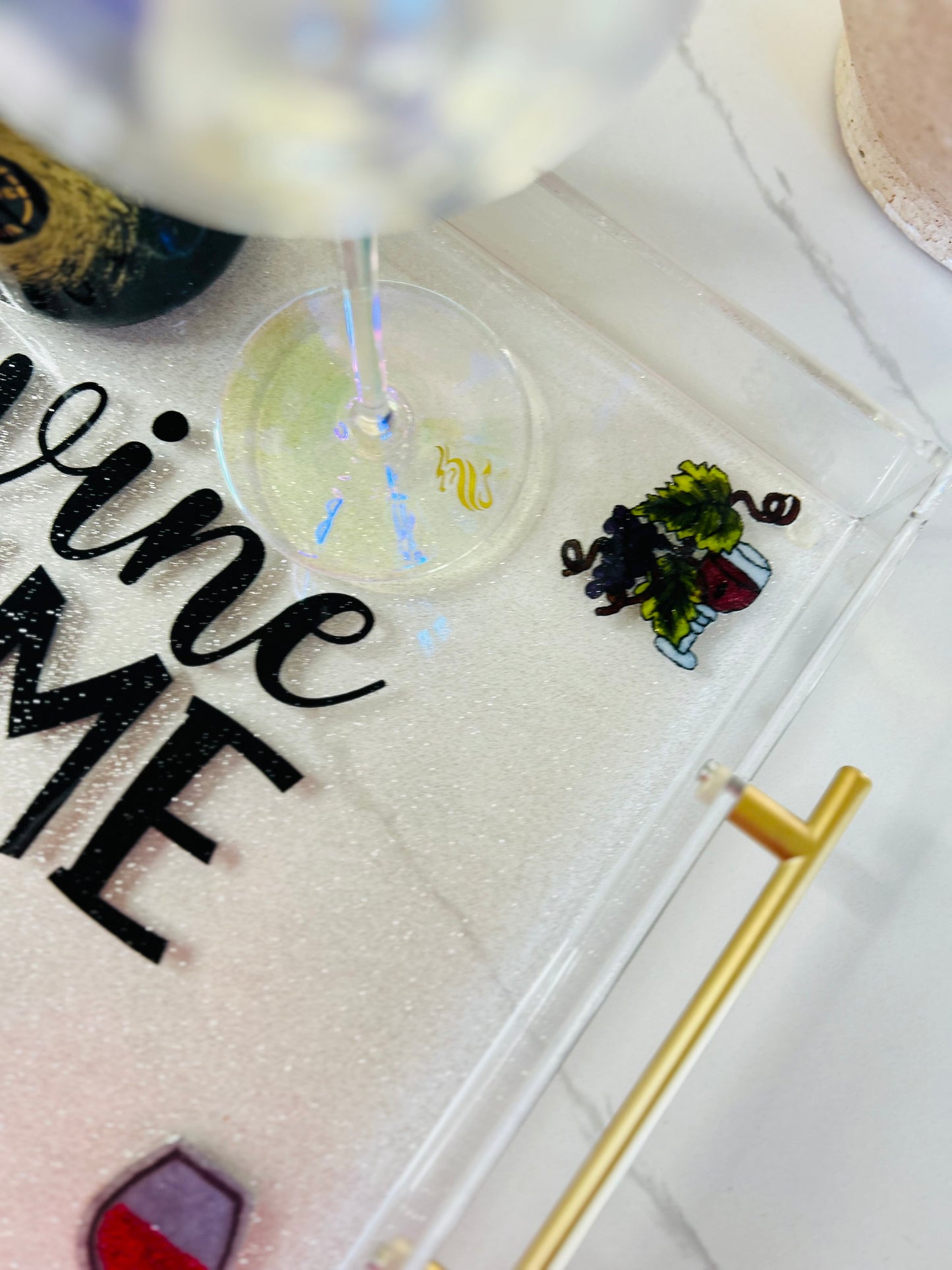 Wine Time Glitter Tray