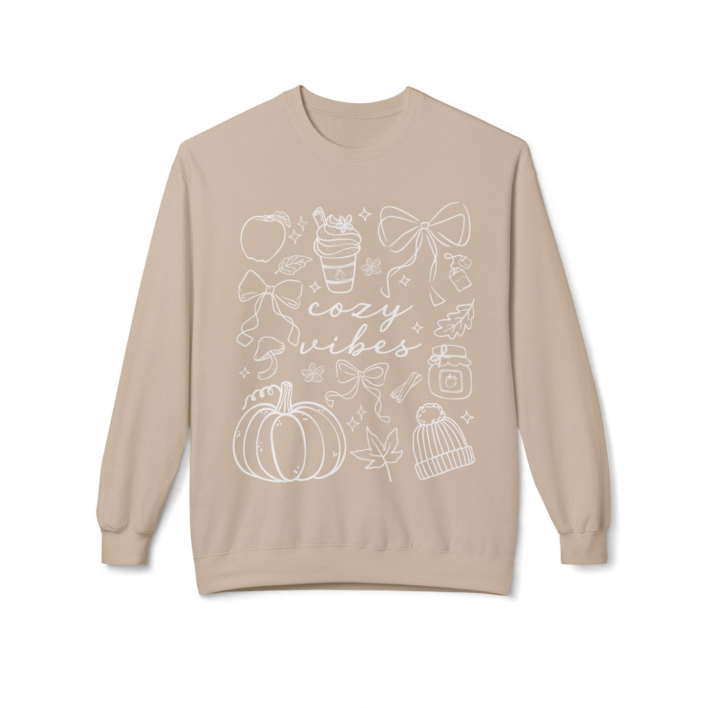 Cozy Fall Vibes Sweatshirt - Unisex Midweight Fleece Crewneck, Autumn Fashion, Halloween Gift, Casual Wear, Winter Layering