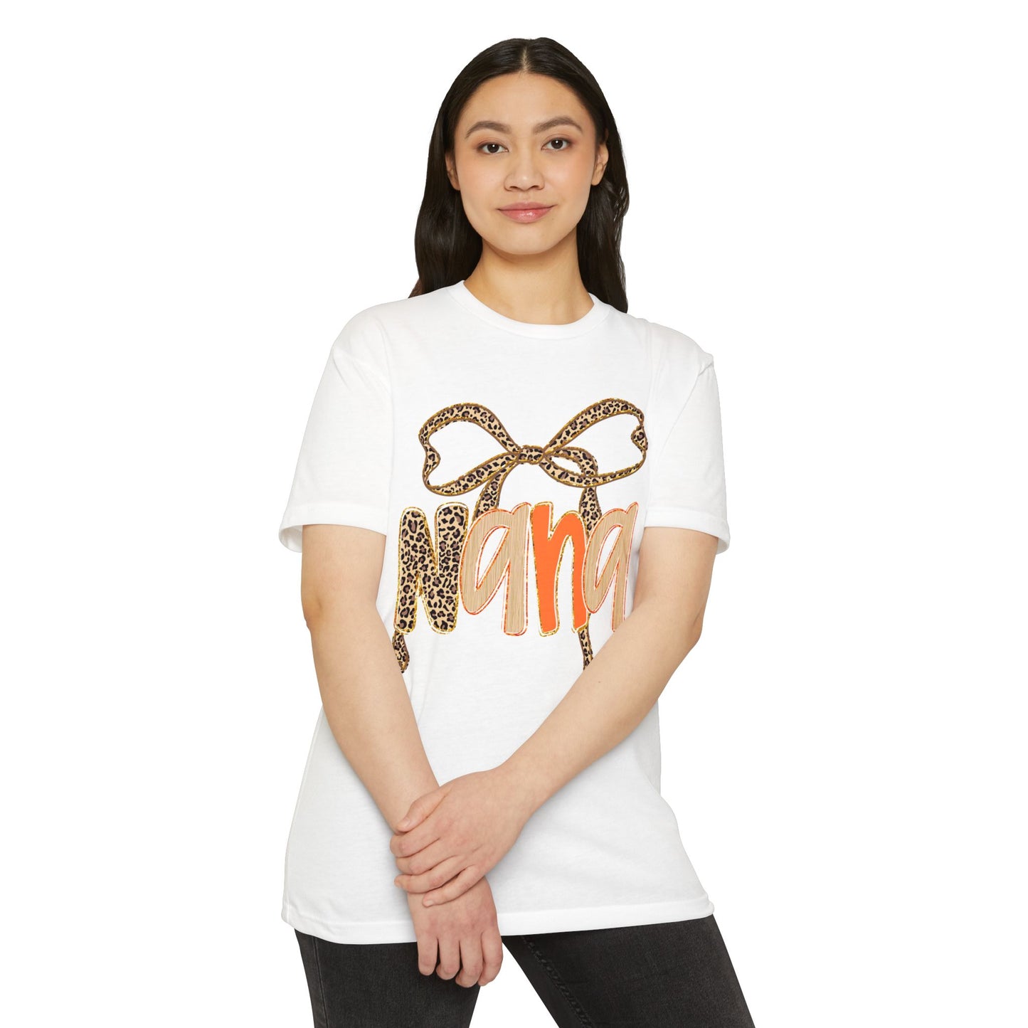 Leopard Bow Nana T-shirt, Unisex Graphic Tee for Grandmothers, Mother's Day Gift, Birthday Shirt, Cute Casual Wear