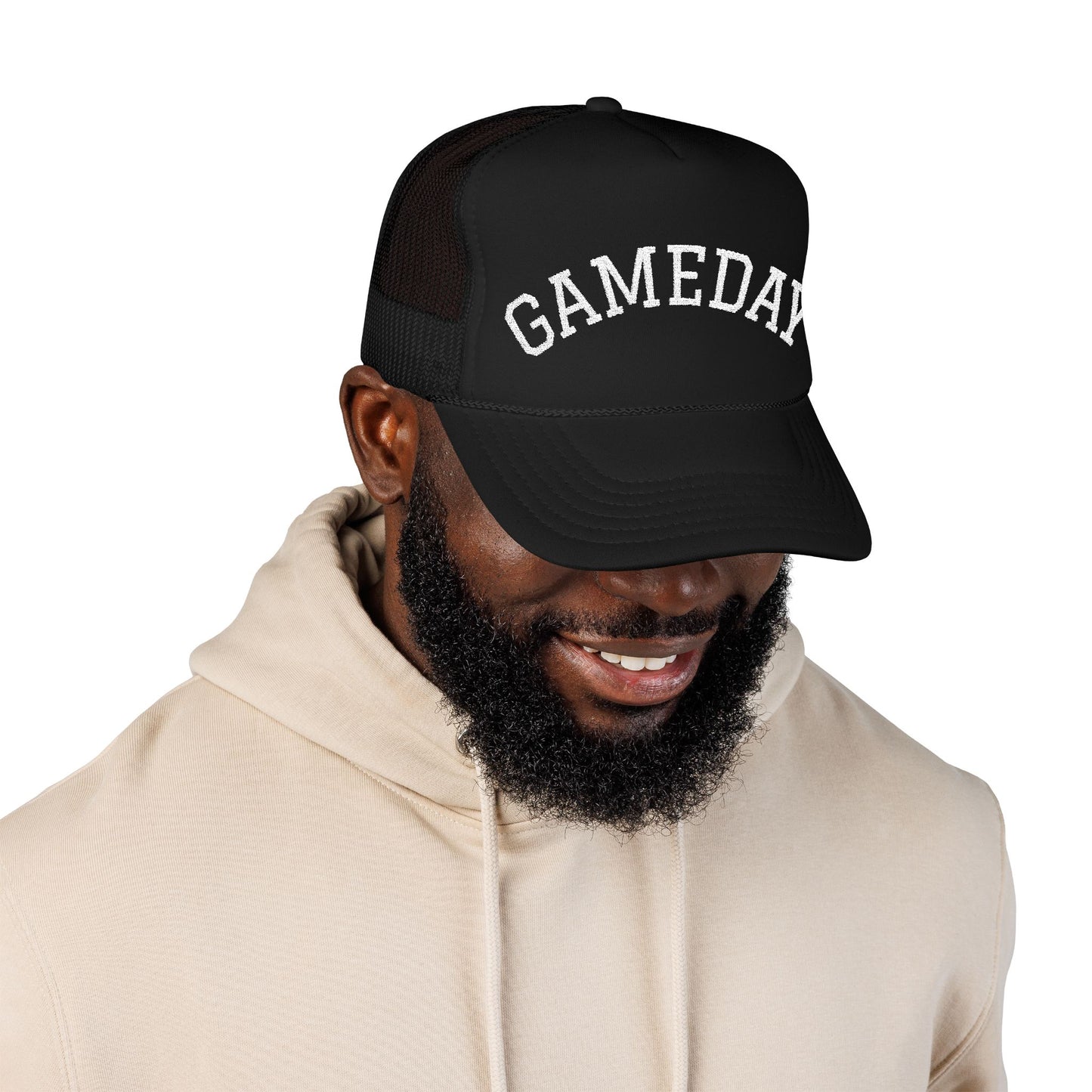 Gameday Embroidered Foam Trucker Hat, Casual Sports Hat, Outdoor Cap, Festival Headwear, Gift for Sports Fans, Summer Accessory