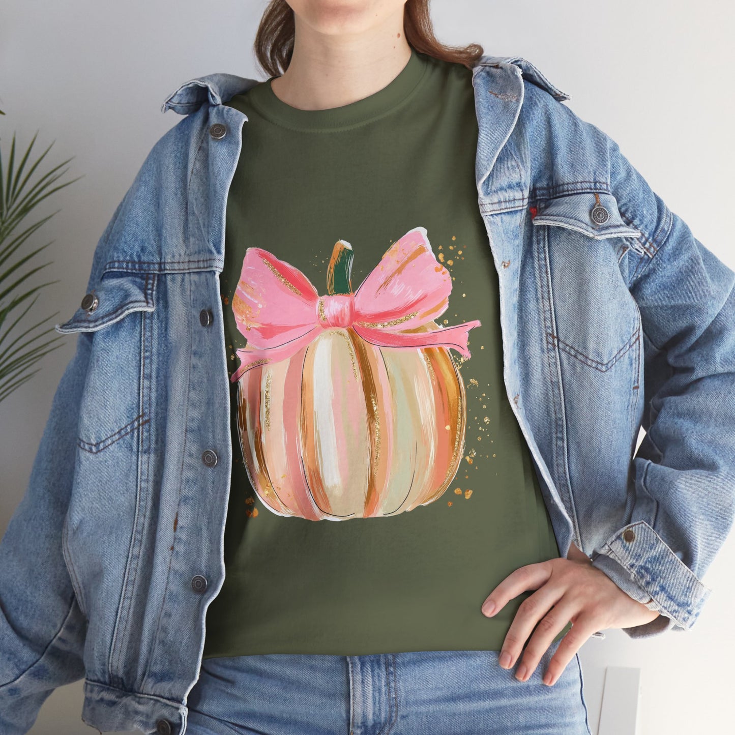 Pumpkin Bow Unisex Cotton Tee, Cute Fall T-Shirt, Harvest Apparel, Halloween Shirt, Thanksgiving Outfit, Seasonal Gift