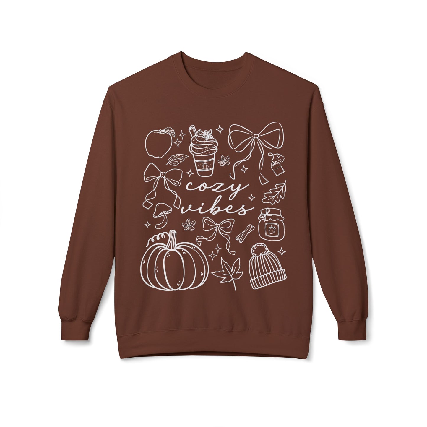 Cozy Fall Vibes Sweatshirt - Unisex Midweight Fleece Crewneck, Autumn Fashion, Halloween Gift, Casual Wear, Winter Layering