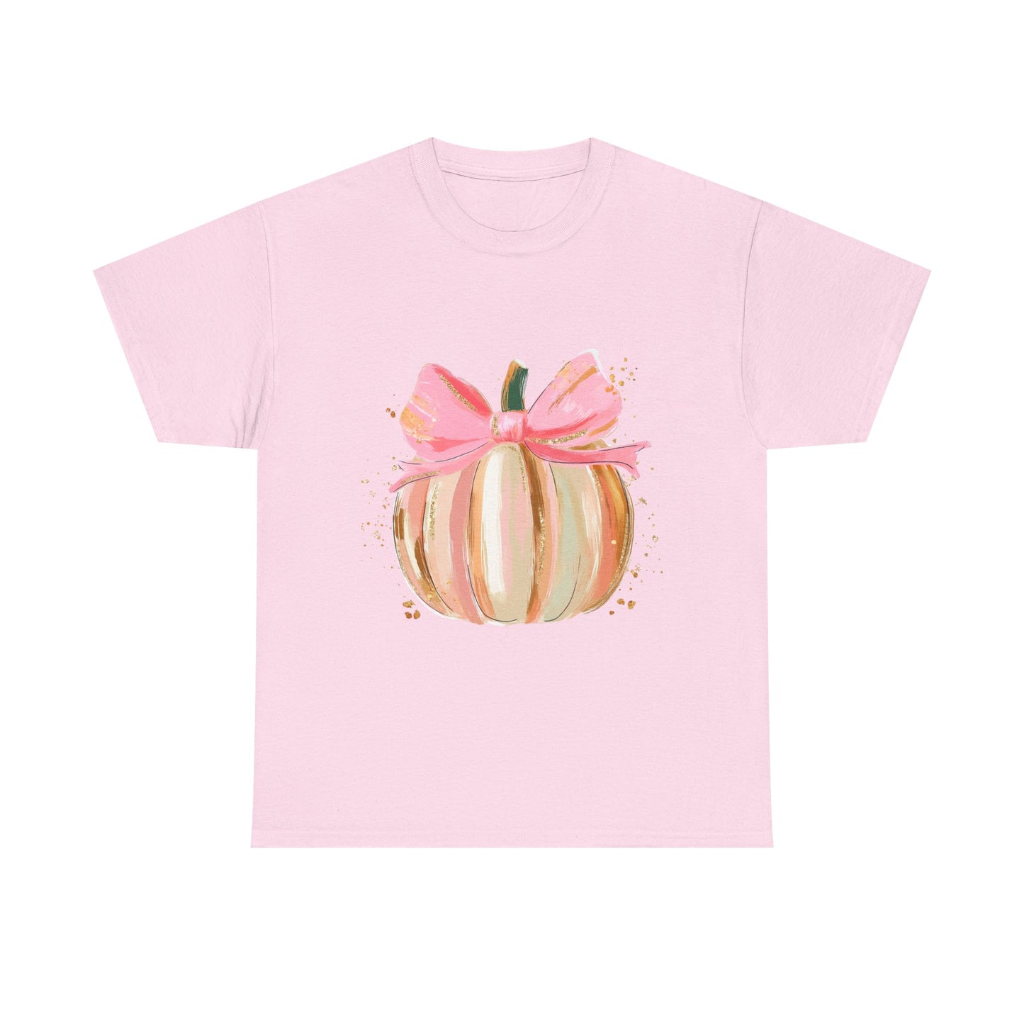 Pumpkin Bow Unisex Cotton Tee, Cute Fall T-Shirt, Harvest Apparel, Halloween Shirt, Thanksgiving Outfit, Seasonal Gift