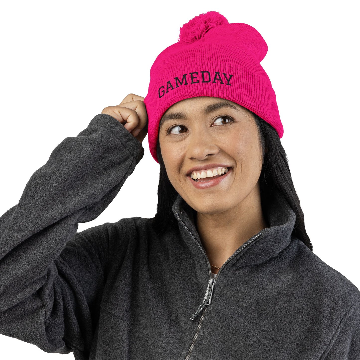 Gameday Pom-Pom Knit Cap - Cozy Beanie for Sports Enthusiasts, Perfect Gift for Winter, Tailgate, Outdoor Adventures, Casual Wear