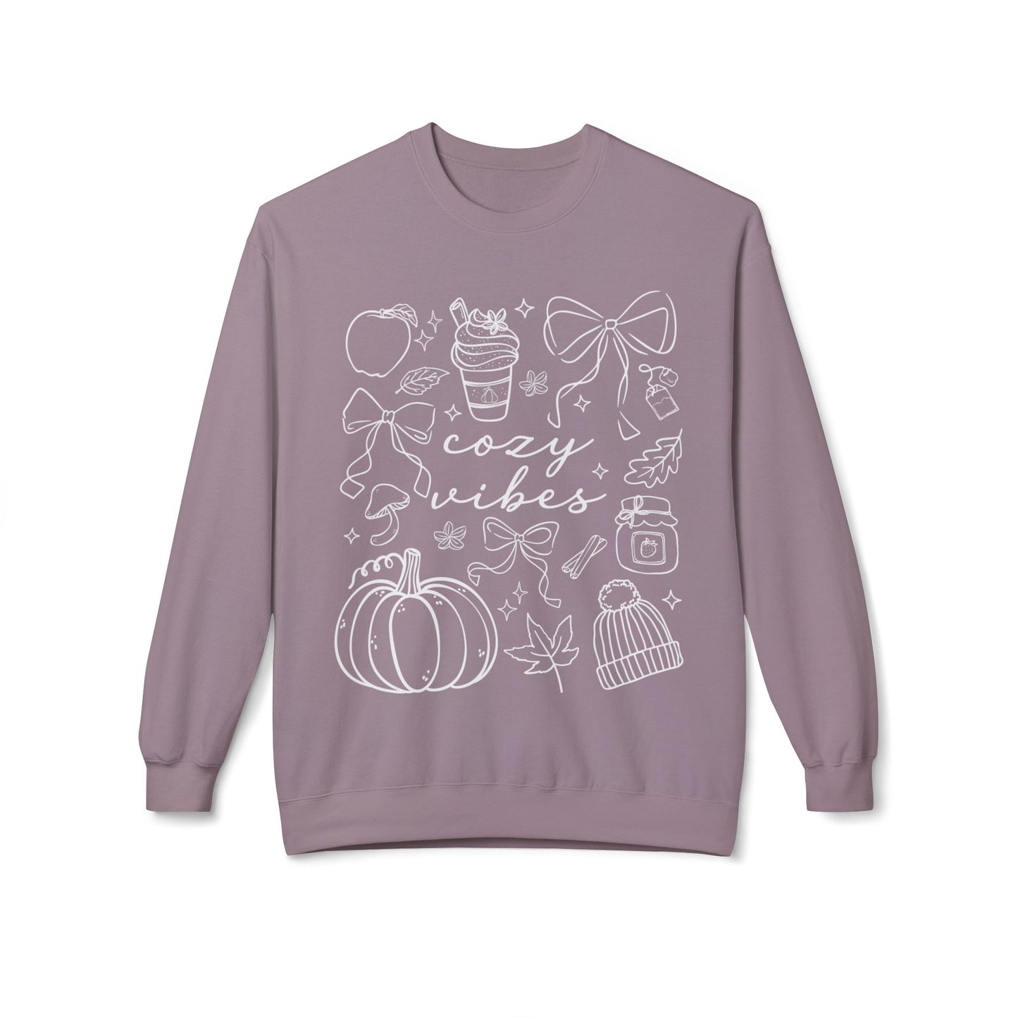 Cozy Fall Vibes Sweatshirt - Unisex Midweight Fleece Crewneck, Autumn Fashion, Halloween Gift, Casual Wear, Winter Layering