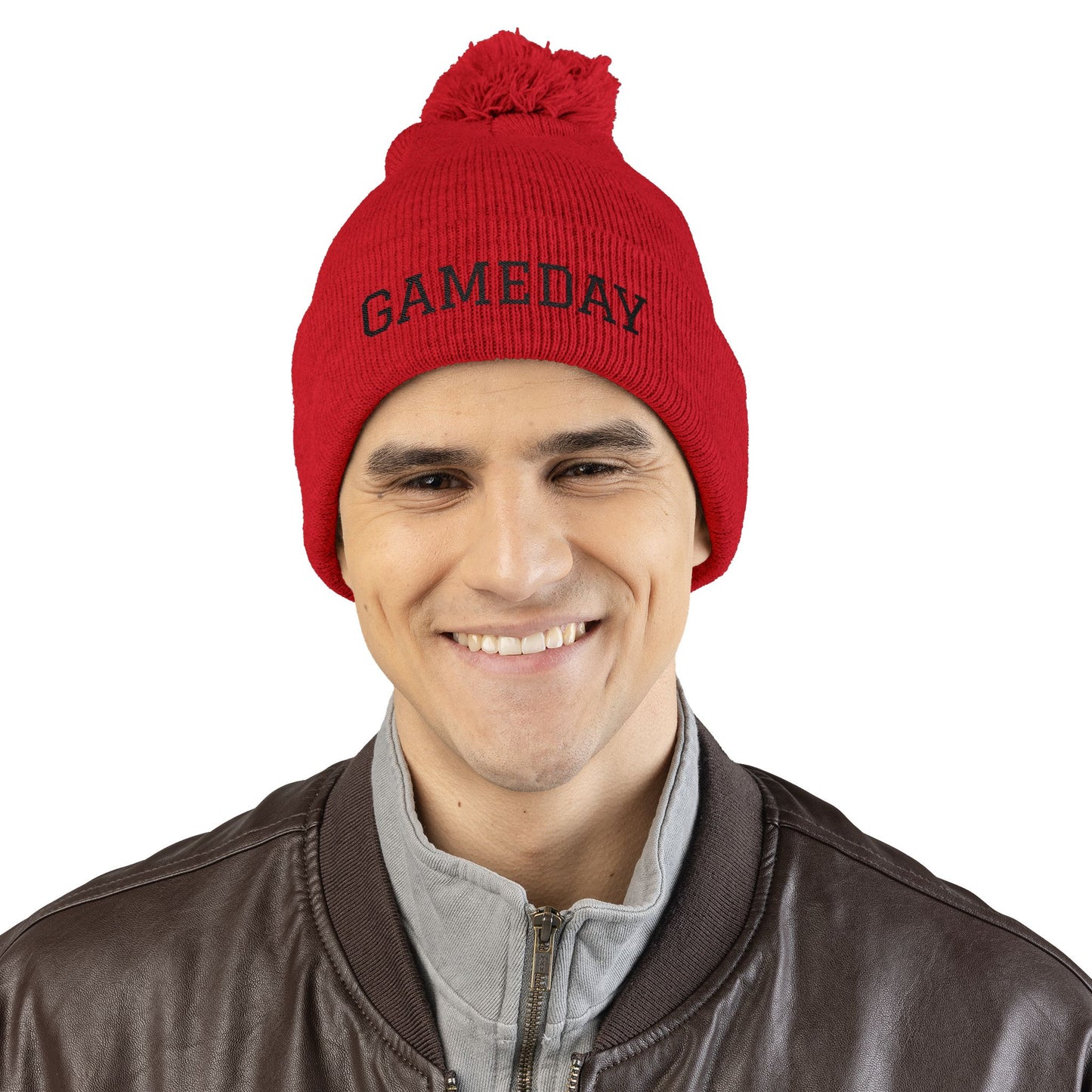 Gameday Pom-Pom Knit Cap - Cozy Beanie for Sports Enthusiasts, Perfect Gift for Winter, Tailgate, Outdoor Adventures, Casual Wear