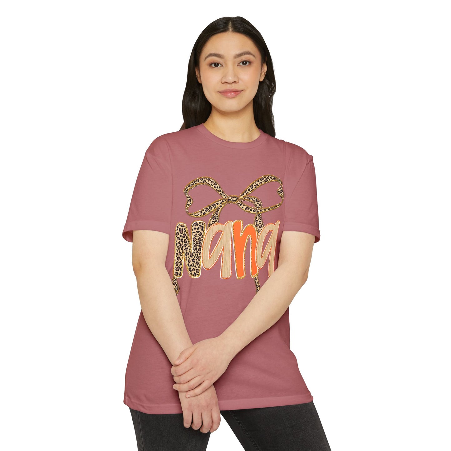 Leopard Bow Nana T-shirt, Unisex Graphic Tee for Grandmothers, Mother's Day Gift, Birthday Shirt, Cute Casual Wear