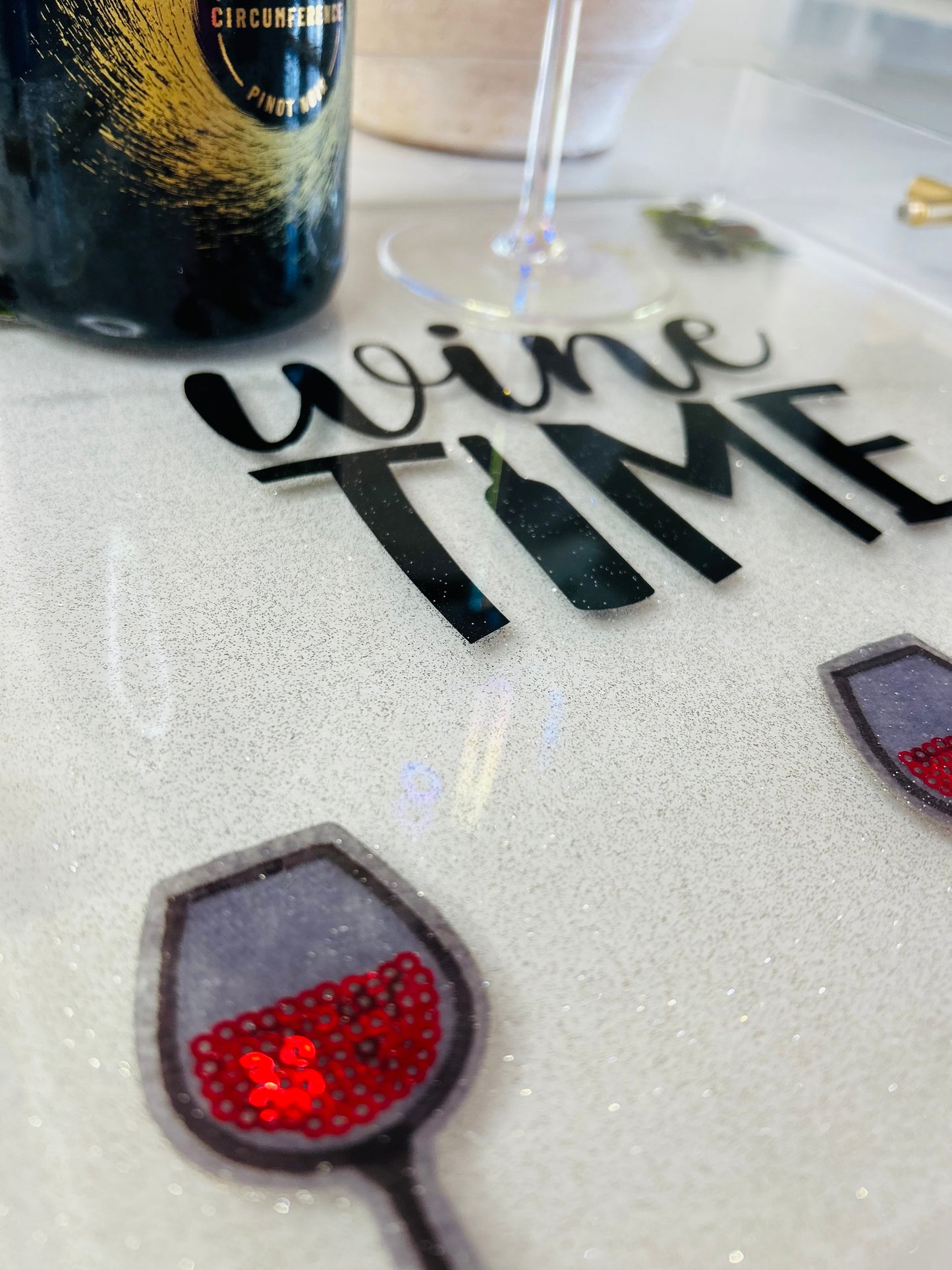 Wine Time Glitter Tray
