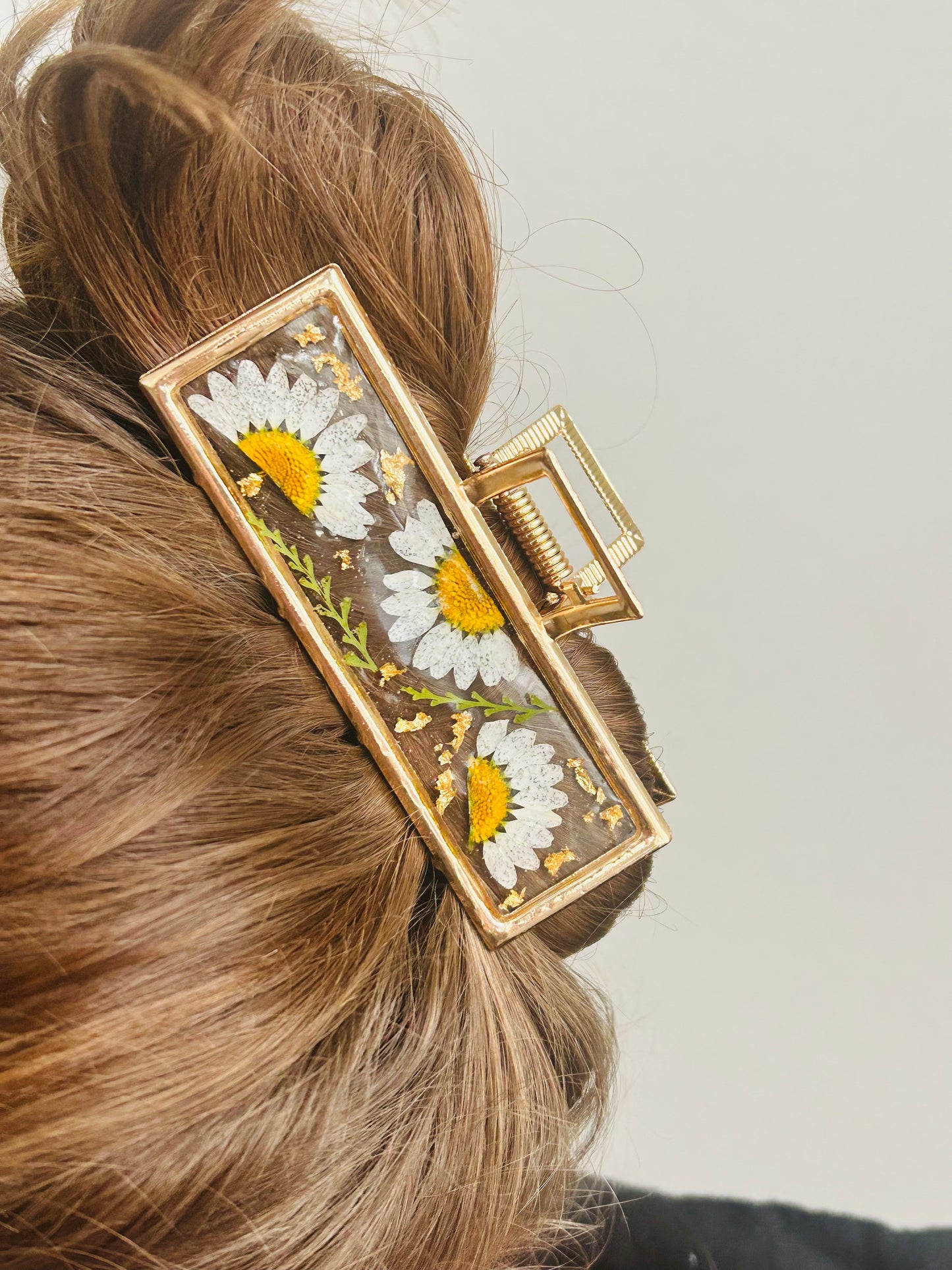 Gold floral claw clips