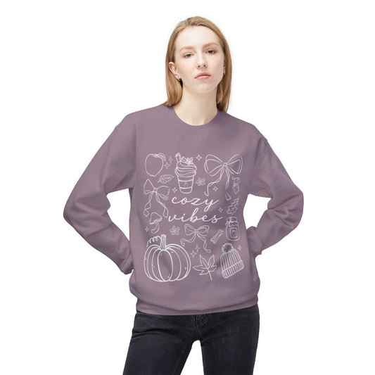 Cozy Fall Vibes Sweatshirt - Unisex Midweight Fleece Crewneck, Autumn Fashion, Halloween Gift, Casual Wear, Winter Layering