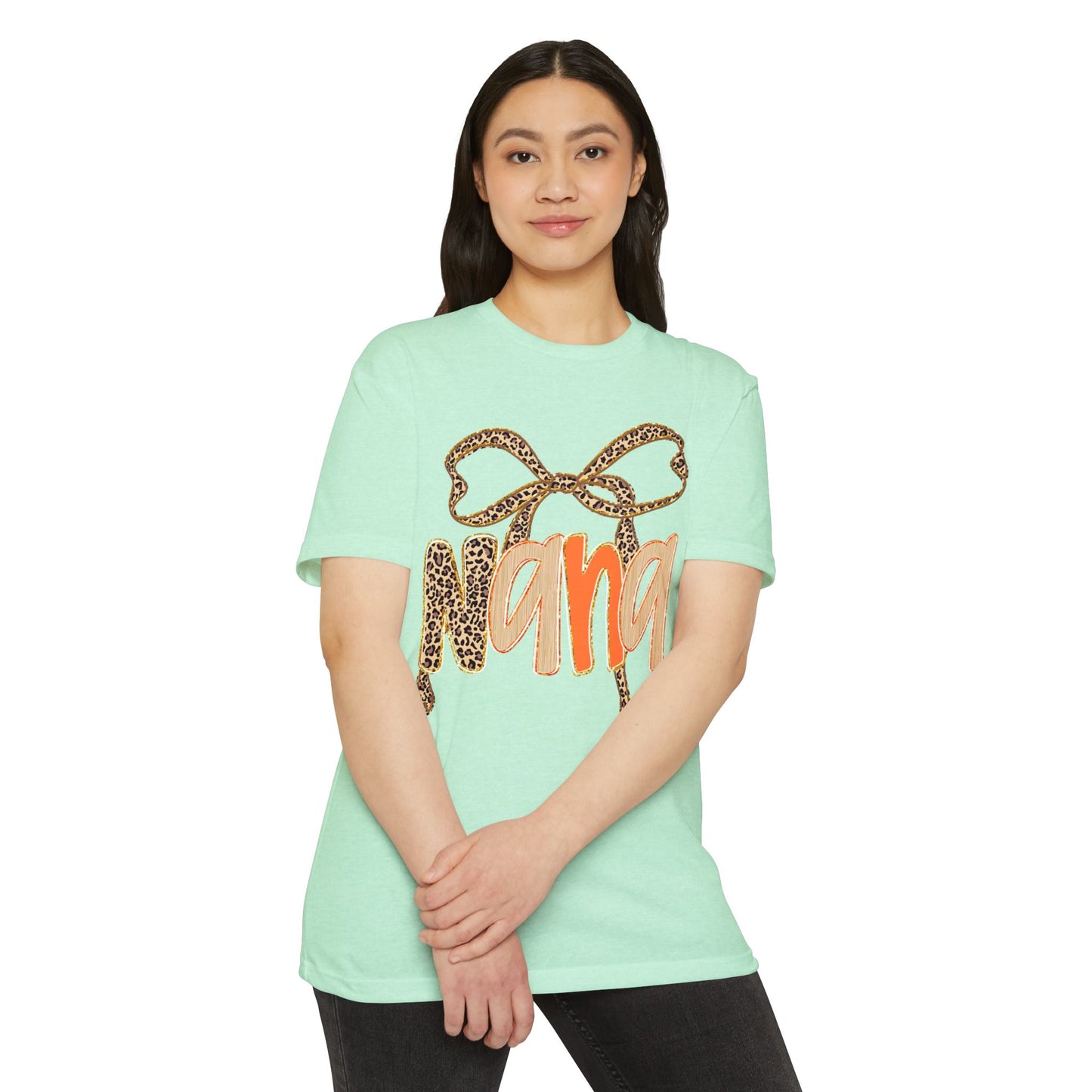 Leopard Bow Nana T-shirt, Unisex Graphic Tee for Grandmothers, Mother's Day Gift, Birthday Shirt, Cute Casual Wear