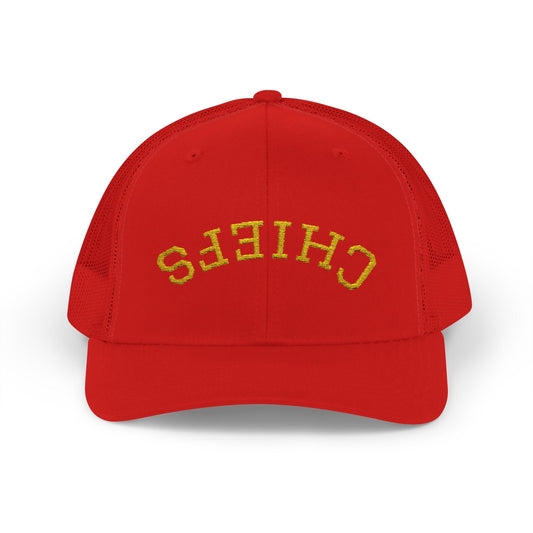 Chiefs Trucker Cap with Bold 'CHIEFS' Design – Perfect for Game Day, Sports Fans, Outdoor Events, Gifts