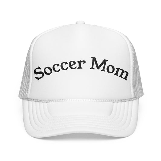 Soccer Mom Foam Trucker Hat, Embroidered Cap for Moms, Outdoor Sports Hat, Cute Gift for Mother's Day, Casual Style, Adjustable Hat