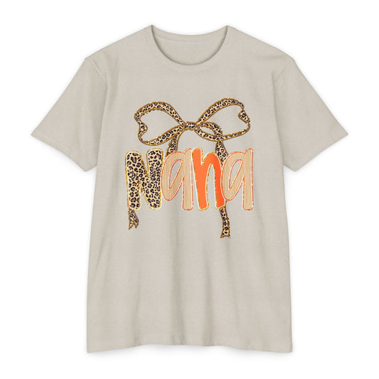 Leopard Bow Nana T-shirt, Unisex Graphic Tee for Grandmothers, Mother's Day Gift, Birthday Shirt, Cute Casual Wear