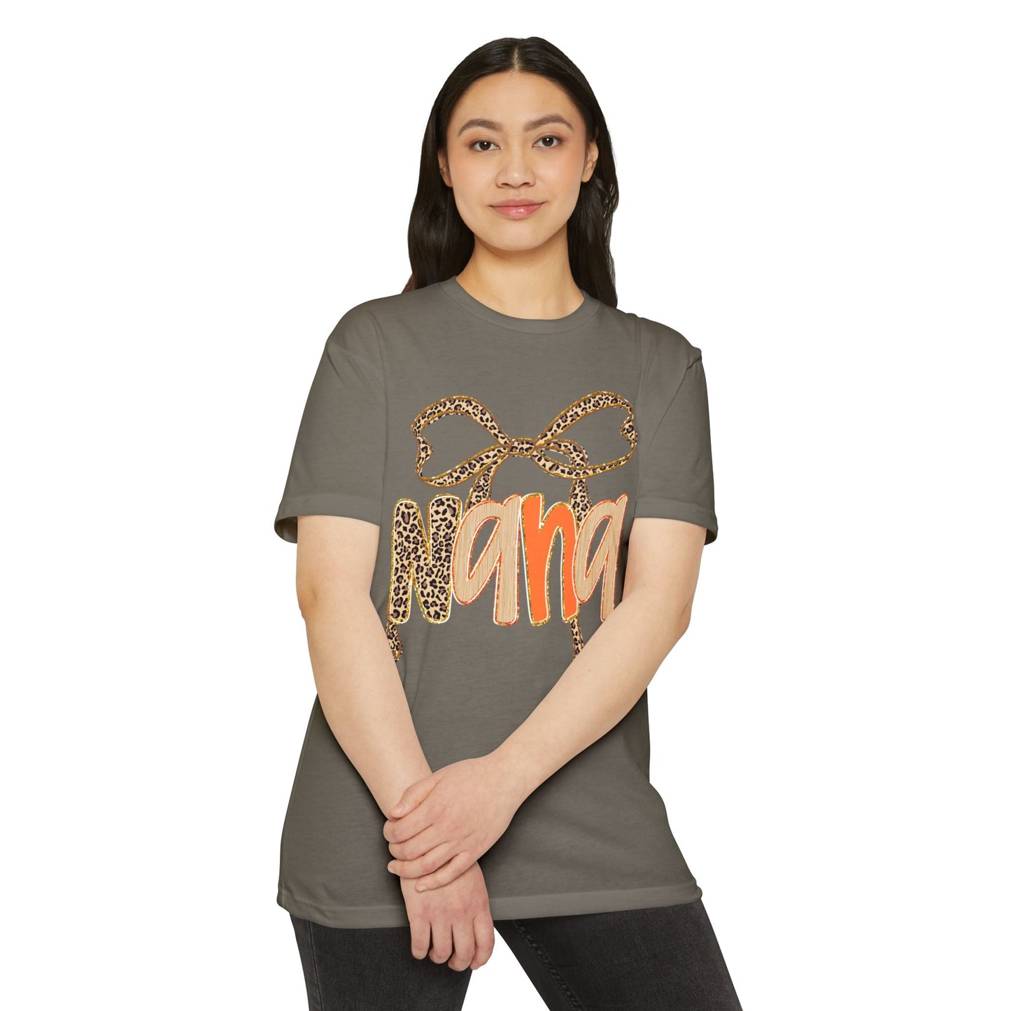 Leopard Bow Nana T-shirt, Unisex Graphic Tee for Grandmothers, Mother's Day Gift, Birthday Shirt, Cute Casual Wear