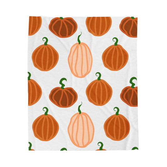 Pumpkin-Themed Velveteen Plush Blanket, Cozy Fall Throw, Halloween Décor, Perfect for Snuggling, Gift for Friends and Family