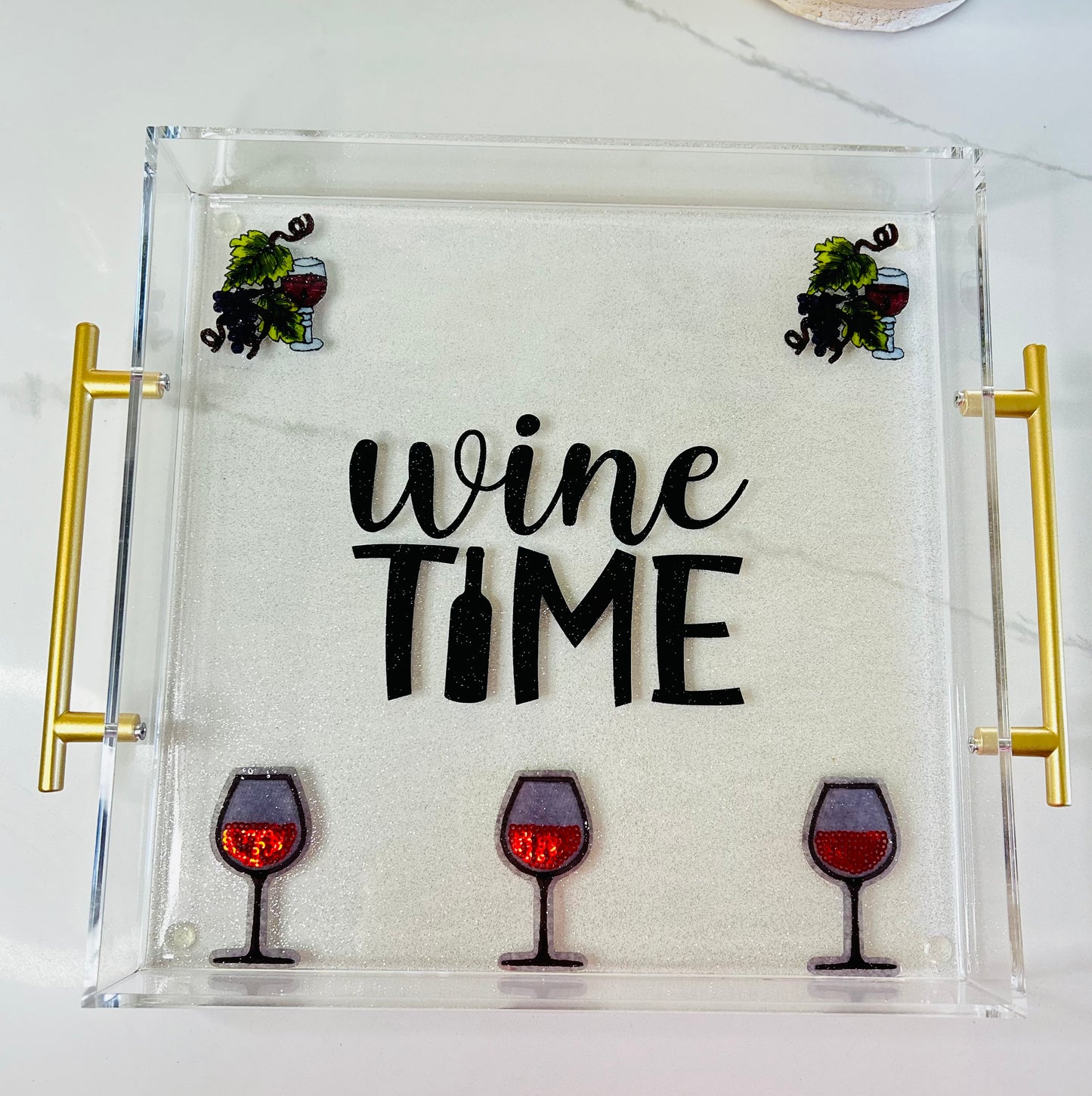 Wine Time Glitter Tray