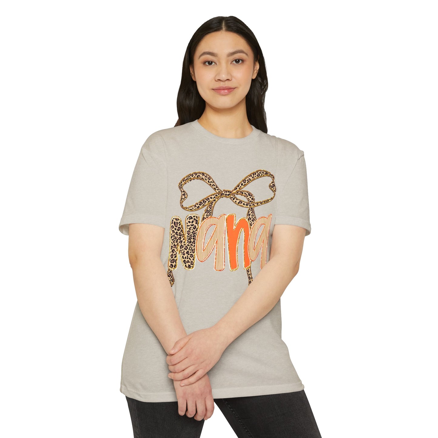Leopard Bow Nana T-shirt, Unisex Graphic Tee for Grandmothers, Mother's Day Gift, Birthday Shirt, Cute Casual Wear