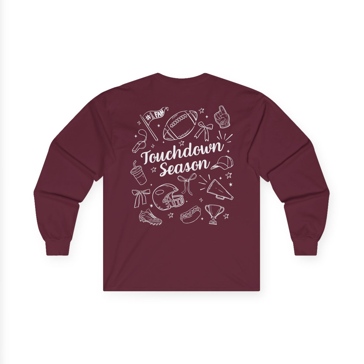 Touchdown Season Unisex Long Sleeve Tee, Football Fan Gear, Game Day Apparel, Holiday Gifts, Sports Lover Gift