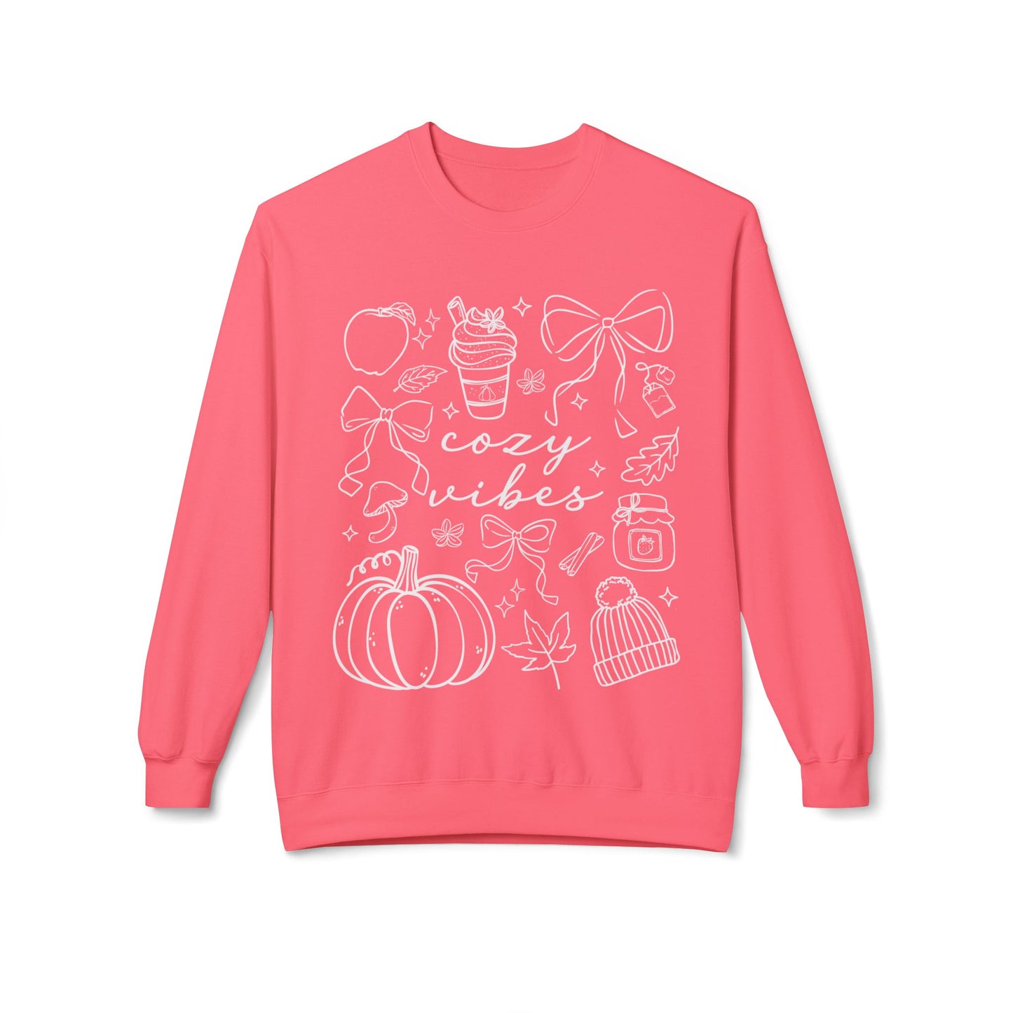 Cozy Fall Vibes Sweatshirt - Unisex Midweight Fleece Crewneck, Autumn Fashion, Halloween Gift, Casual Wear, Winter Layering