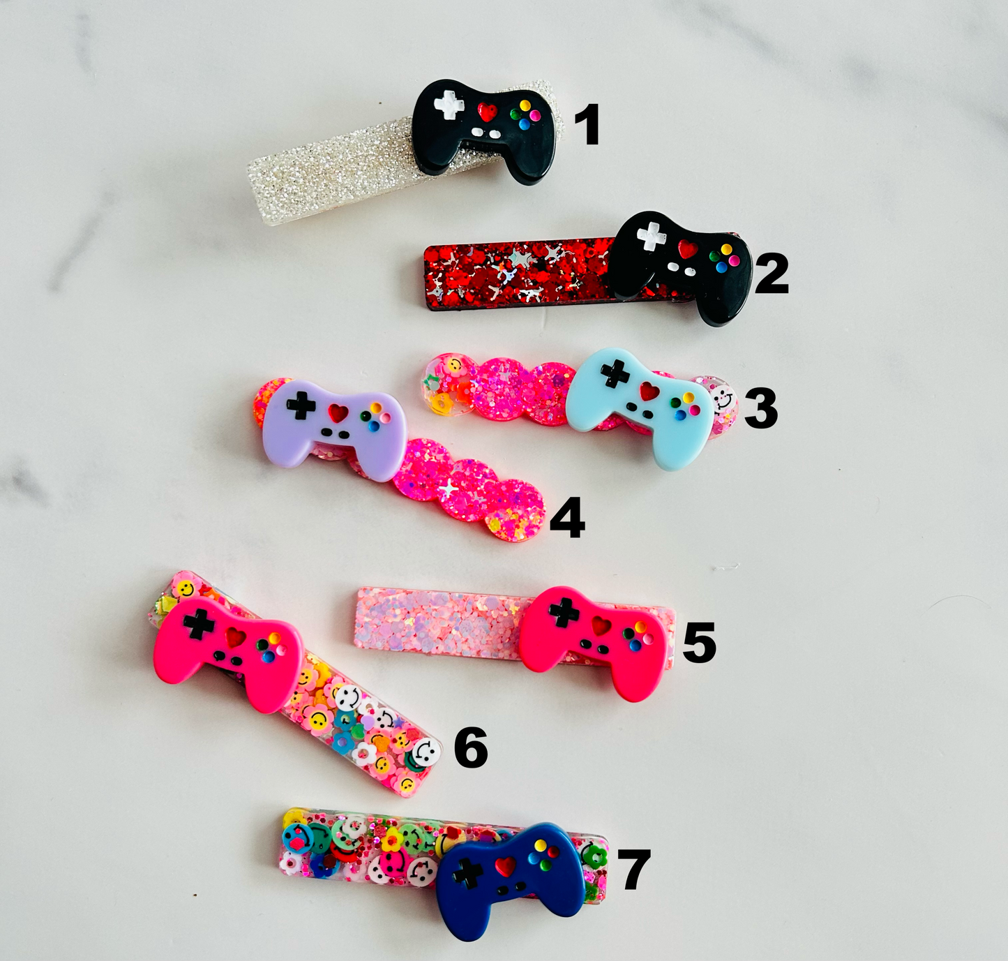 Video game controller hair clips